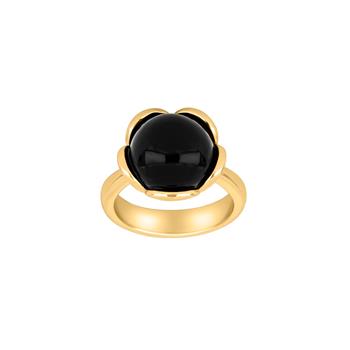 SHAPE Sølv forgyldt ring Flower stor m/onyx, fra Siersbøl Shape