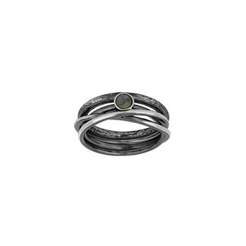 SHAPE Sølv + oxyd.m/labradorite ring str. 58, fra Siersbøl Shape
