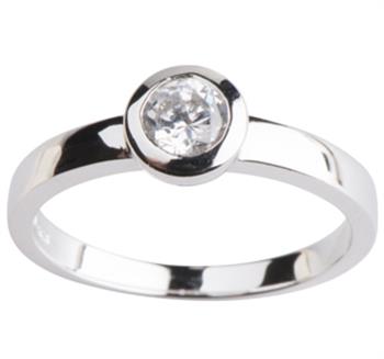 Siersbøl's Sølv Damering m/ syn zirkonia Str.58