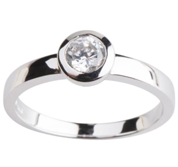 Siersbøl\'s Sølv Damering m/ syn zirkonia Str.52