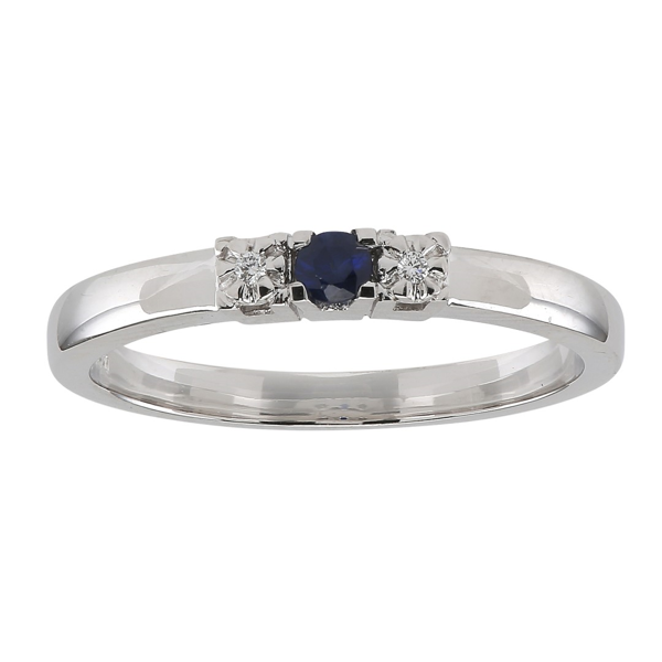 Siersbøl\'s 14 kt. hvidguldsring 0,08 ct safir + 0,011ct TW/SI