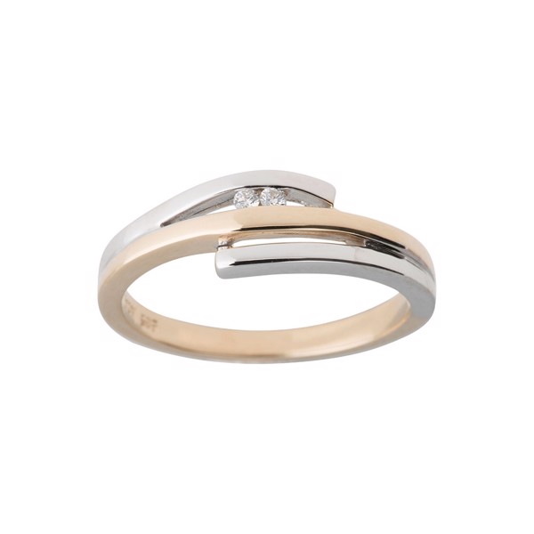 Siersbøl\'s 14 kt. guldring, bicolor m. 0,030 ct TW/SI