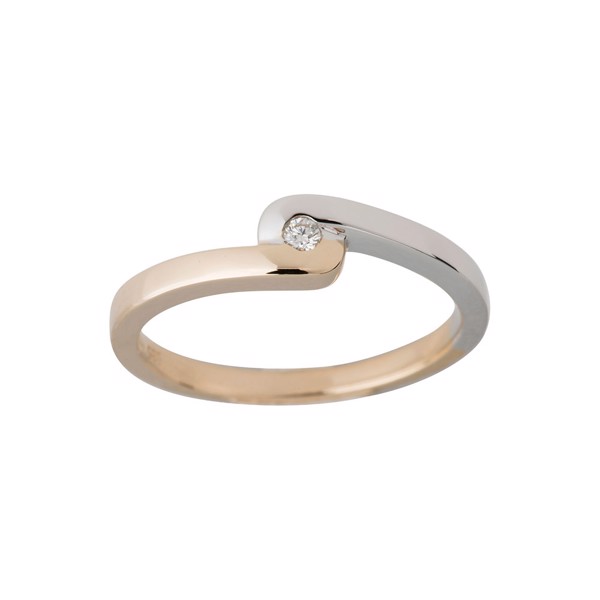 Siersbøl\'s 14 kt. guldring, bicolor m. 0,030 ct TW/SI