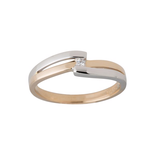 Siersbøl\'s 14 kt. guldring, bicolor m. 0,030 ct TW/SI