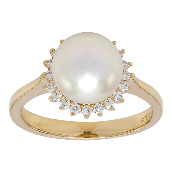 Siersbøl\'s 14kt. guld ring med 0,23ct. TW/SI og fvkp 9mm