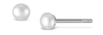L&G's Ørestik sølv rhodineret ferskvandsperle hvid