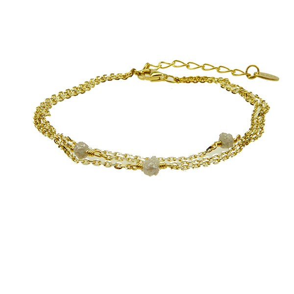 San - Links of Joy\'s Bracelet - Goldplated w. grey Raw Diamonds 16+4cm