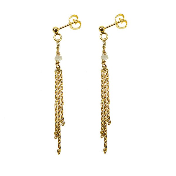 San - Links of Joy\'s Earrings - Goldplated w. grey Raw Diamonds Pr.par