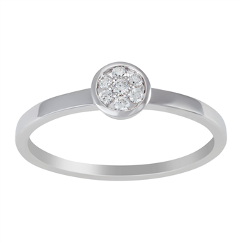 Siersbøl's 14 kt. hvg.ring, cirkel m pavé 0,091 ct W/SI*