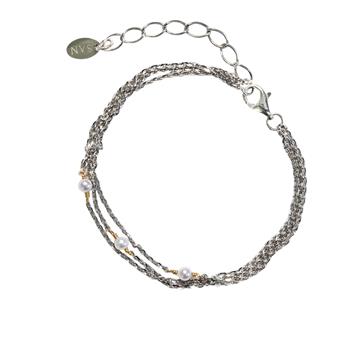 San - Links of Joy's Armbånd i rhodineret/forgyldt sterlingsølv med ferskvandsperler 16+4cm