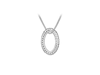 L&G's Vedhæng sølv rhodineret snoet oval zirkonia med kæde