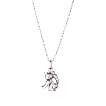 L&G's Vedhæng sølv rhodineret kat med kæde