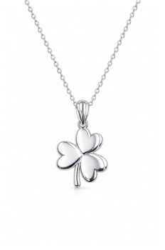 L&G's Vedh. sølv rhodineret kløver med hjerte blade