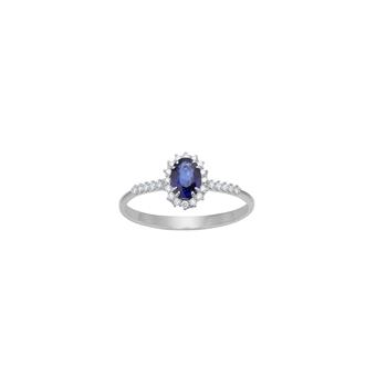 Siersbøl's 14kt. hvidguldsring roset  m/safir og dia 0.104ct W/SI