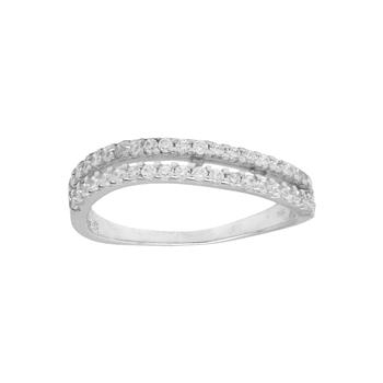 Joanli Nor's Sølv rhd. ring med cz. i to rækker Str.60