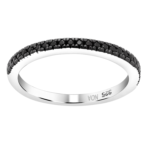 Joanli Nor\'s Rhd. sølv ring ADINANOR 1 rk sorte cz. Str.54
