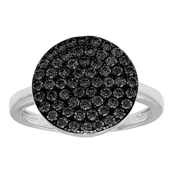 Joanli Nor's Rhd sølv ring ANNIENOR sorte cz. rund 13mm Str.60