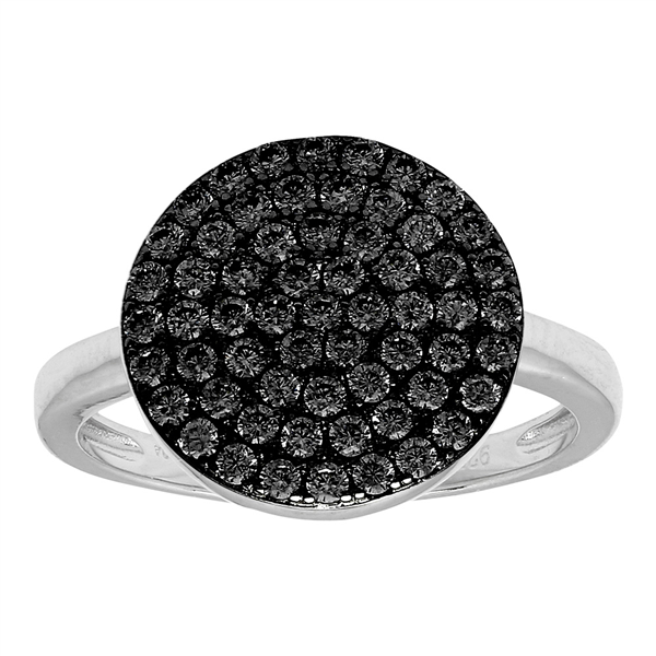 Joanli Nor\'s Rhd sølv ring ANNIENOR sorte cz. rund 13mm Str.58