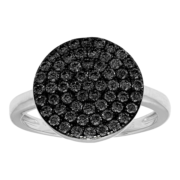 Joanli Nor\'s Rhd sølv ring ANNIENOR sorte cz. rund 13mm