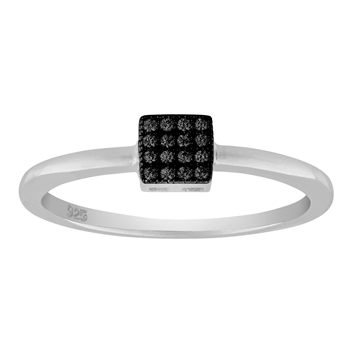Joanli Nor's Rhd. sølvring ALITANOR sorte cz. square 4mm Str.60