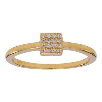 Joanli Nor's Forgyldt sølv ring ALITANOR cz. square 4mm* Str.60