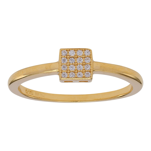Joanli Nor\'s Forgyldt sølv ring ALITANOR cz. square 4mm* Str.50