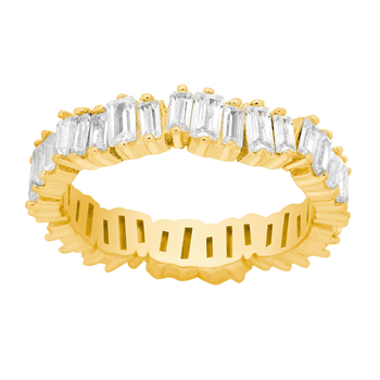 Joanli Nor's Forgyldt sølv ring AGGANOR m/ baguette cz* Str.60