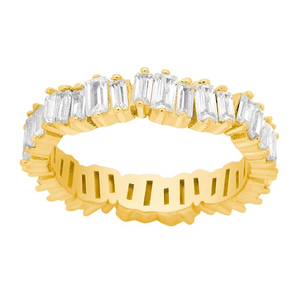 Joanli Nor\'s Forgyldt sølv ring AGGANOR m/ baguette cz* Str.58