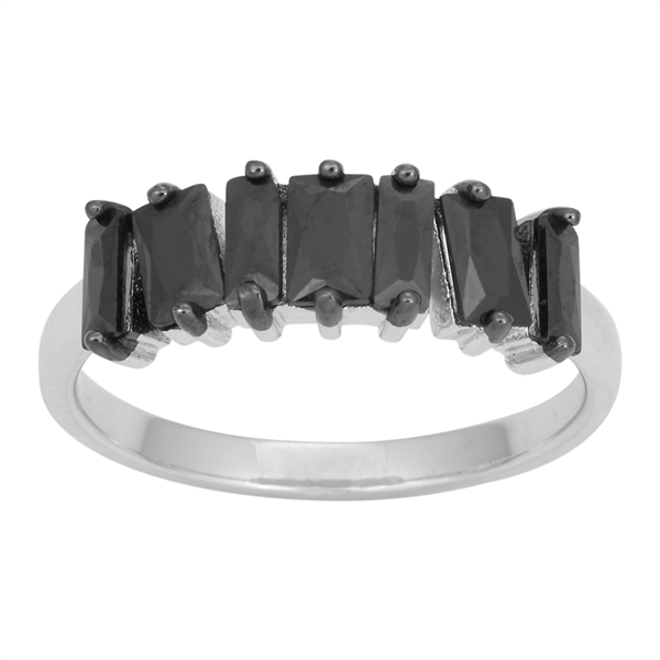 Joanli Nor\'s Rhd. sølv ring AGGANOR baguette m. cz 7stk* Str.58