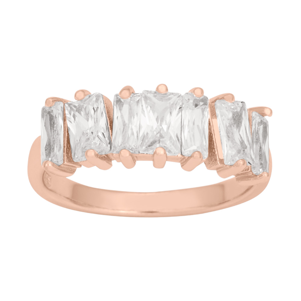 Joanli Nor\'s Rosa  Fg sølv ring AGGANOR baguette 7stk Str.58