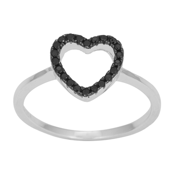 Joanli Nor's Rhd. sølv ring AIDANOR m/hjerte og cz 11mm Str.60