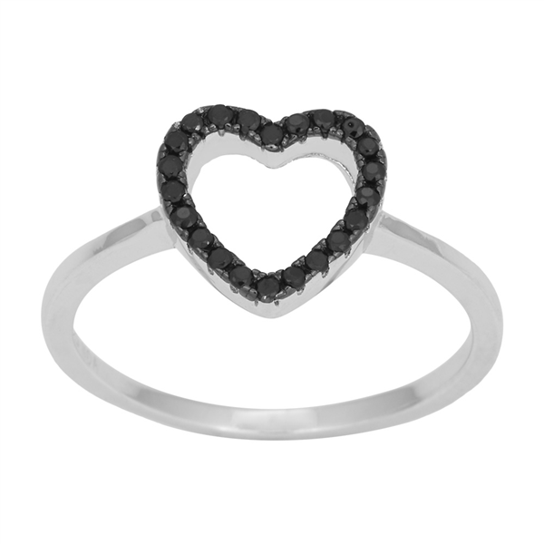 Joanli Nor\'s Rhd. sølv ring AIDANOR m/hjerte og cz 11mm Str.54