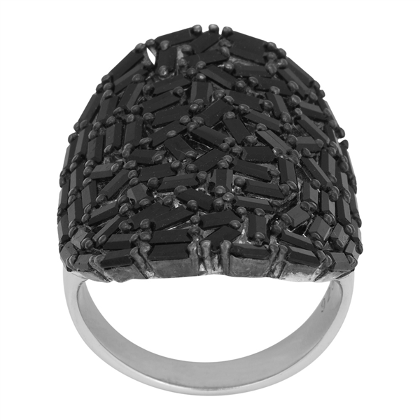 Joanli Nor\'s Rhd. sølvring AGGANOR sort baguet cz 30mm Str.60