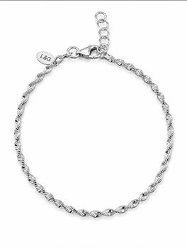 L&G's Armbånd sølv rhodineret snoet