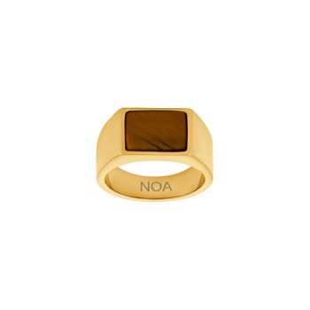 Son of Noa's SON stål ring IP gold med yellow tiger eye str. 56