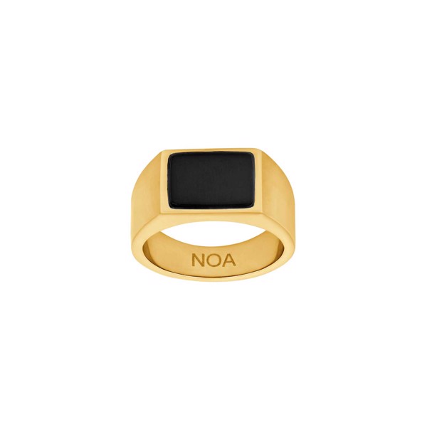 Son of Noa\'s SON stål ring IP gold med black agate str. 58