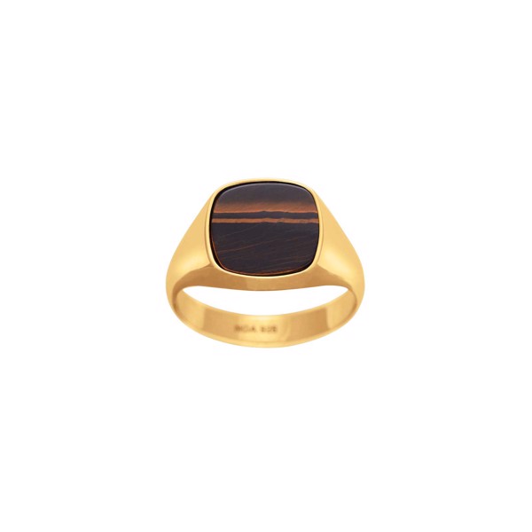 Son of Noa\'s SON stål ring IP gold med yellow tiger eye str. 56