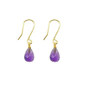 San - Links of Joy's 14k Earring w.Faceted Amethyst 14 karat
