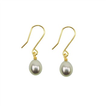San - Links of Joy's 14K Earrings w.grey Fresh Water Pearl 14karat 
