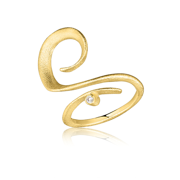 Blicher Fuglsang\'s Ring forgyldt sølv med zirkonia