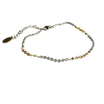 San - Links of Joy's Bracelet & Necklace 925/585 - Rhodium & Blue Diamonds 42+8cm
