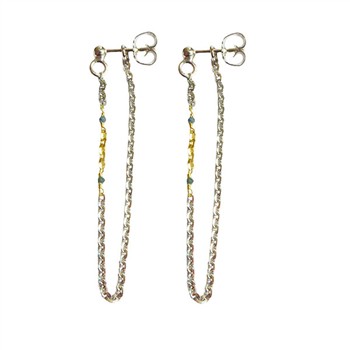 San - Links of Joy's Earrings 925/585 - Rhodium & Blue Diamonds Pr.par