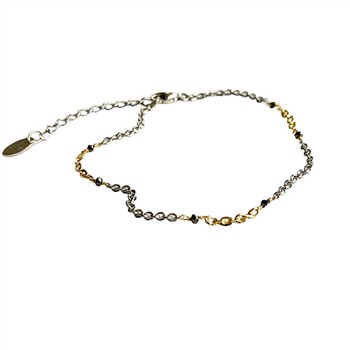 San - Links of Joy's Bracelet & Necklace 925/585 - Rhodium & Black Diamonds 42+8cm