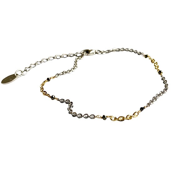 San - Links of Joy\'s Bracelet & Necklace 925/585 - Rhodium & Black Diamonds 16+4cm