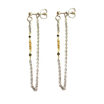 San - Links of Joy's Earrings 925/585 -Rhodium & Black Diamonds Pr.par