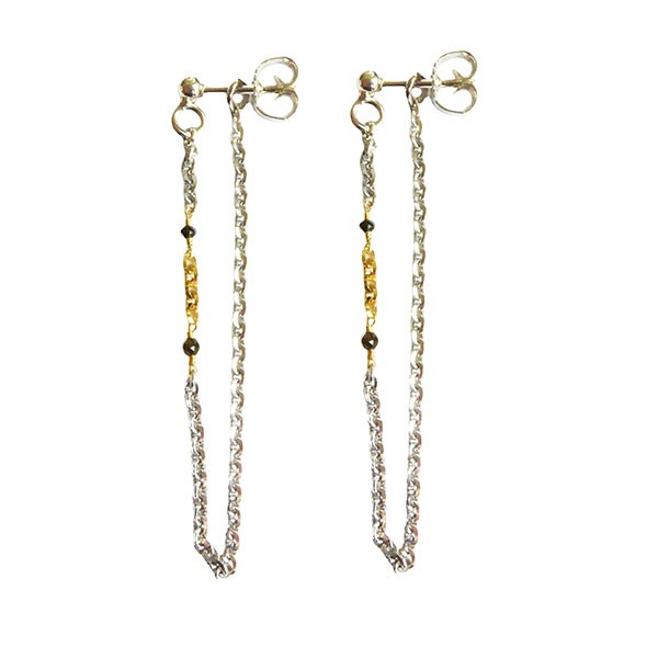 San - Links of Joy\'s Earrings 925/585 -Rhodium & Black Diamonds Pr.par