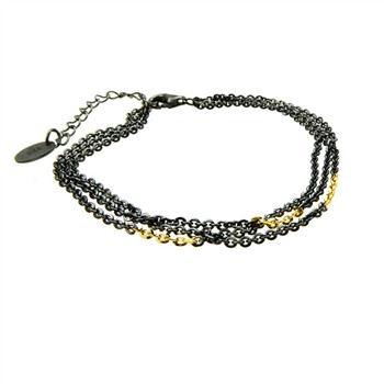 San - Links of Joy's Bracelet & Necklace 925/585 - Oxidised 42+8cm
