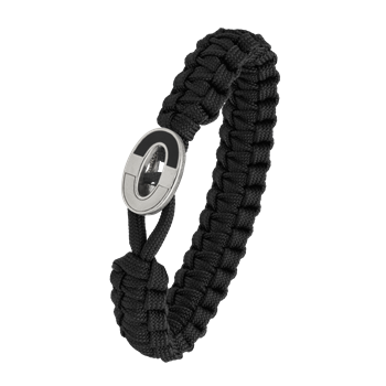 Aagaard's FSTS sort armbånd m sølv lås 08