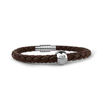 Aagaard's Mens armbånd brun med rund far charm 19 