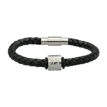 Aagaard's MENS sort armbånd med charm